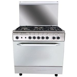 Fresh Italiano Gas Stove With Oven, 80×55, 5 Burners - Silver
