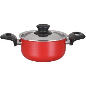 Trueval Teflon Pot, 16 cm - Red