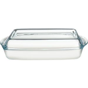 Borcam Thermal Glass Oven Tray with Lid, 20×30 cm - Clear