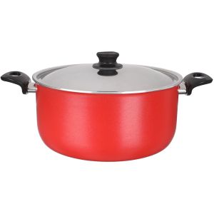 Trueval Teflon Pot, 30 cm - Red