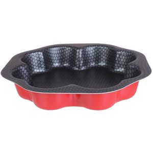 Trueval Teflon Rose Shape Cake Mold, 28 cm - Red