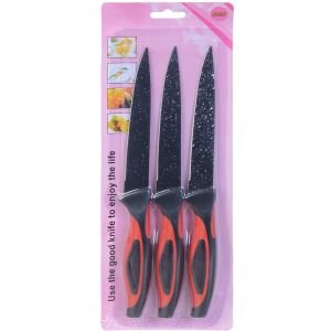 Granite Knife Set, 3 Pieces, 5 inch - Black Red