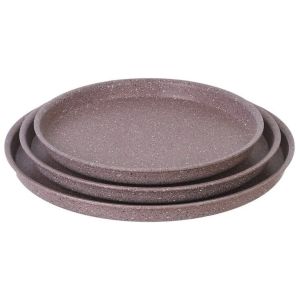 Londra Granite Pizza Trays Set, 3 Pieces - Brown