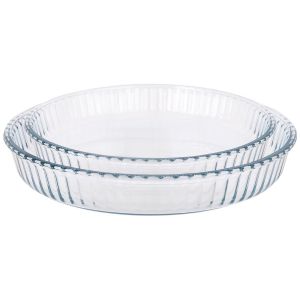 Borcam PA-159022 Pizza Casserole Set, 2 Pieces, Thermal Glass - Clear