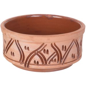 Pottery Deep Oven Dish, 22 cm - Brown