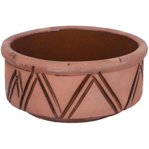 Pottery Deep Oven Dish, 16 cm - Brown