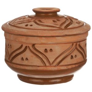 Pottery pot with lid, 16 cm - Copper