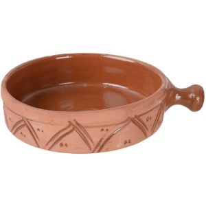 Pottery Frying Pan with Handle, 23 cm - Copper