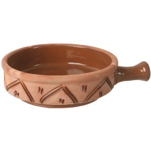 Countryside Pottery Frying Pan with Handle, 20 cm - Brown