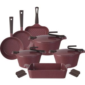 Pyrex Granite Cookware Set, 14 Pieces - Purple
