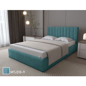 سرير سنجل خشب كونتر، قماش جلد مقلوب، 120×195 سم، مزود ب 8 قطع ملة -تركواز