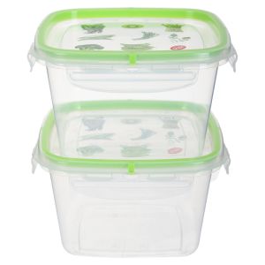 Snips Plastic Refrigerator box Set, 1 Liter, 2 pieces - Light Green Clear