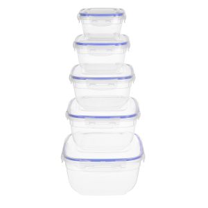 Lock&Fresh Refrigerator box Set, 5 Pieces - Clear Blue