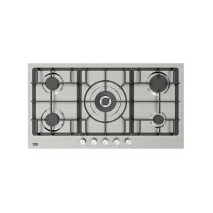 Beko HIMW95226SXEL Built-in Gas Cooker, 90 cm, 5 Burners, Cast Iron Holders, Full Safety, Stainless Steel - Silver