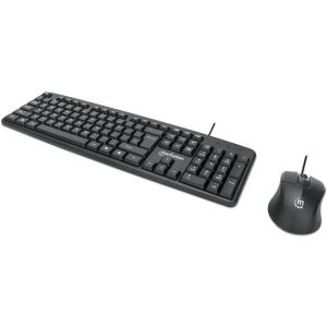 Manhattan 178464 Wired keyboard & Mouse Set, 2 Pieces, Com.with Laptops & PC - Black
