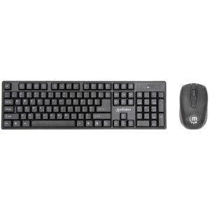Manhattan 178990 Wireless Optical Keyboard & Mouse Set, 2 Pieces, Com.with Laptops & PC - Black