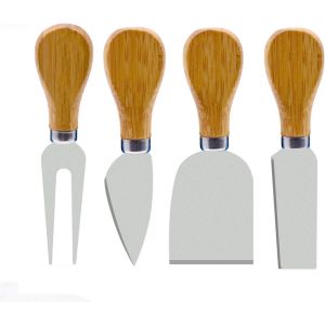 A set of Cheese and Bakery knives, with a Wooden Handle - Silver