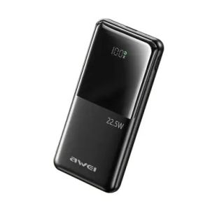 Awei Power Bank, Fast Charging, 22.5W, 10000mAh, P76K - Black