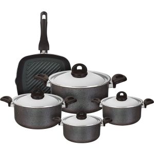 Trueval Granite Pots Set, 9 Pieces - Green