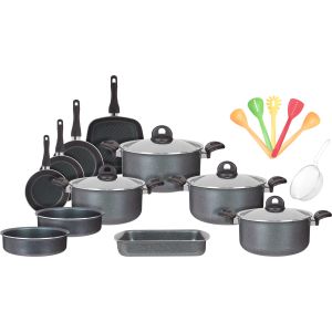 Trueval Plus Granite Pots Set, 21 Pieces - Olive