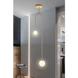 نجف ستيل مودرن، 135×30 سم - ابيض ذهبى